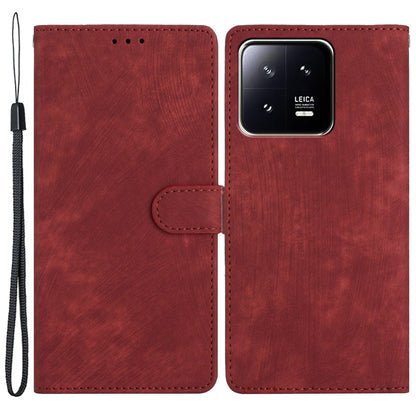 For Xiaomi 13 5G Solid Color Folio Flip PU Leather Wallet Cover Skin-touch Stand Phone Case