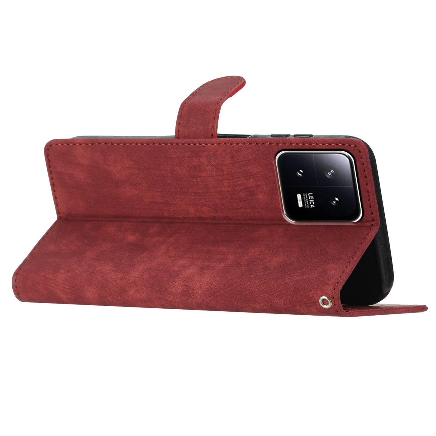 For Xiaomi 13 5G Solid Color Folio Flip PU Leather Wallet Cover Skin-touch Stand Phone Case