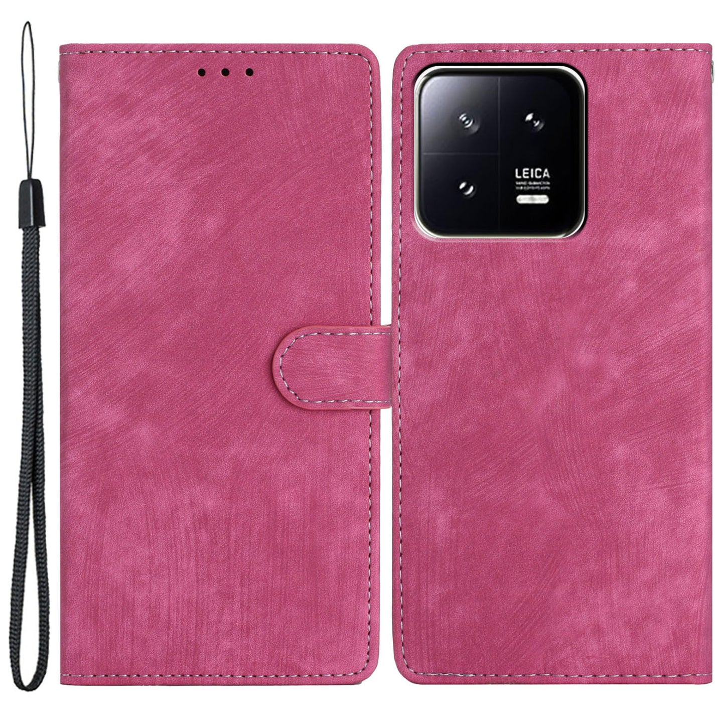 For Xiaomi 13 5G Solid Color Folio Flip PU Leather Wallet Cover Skin-touch Stand Phone Case
