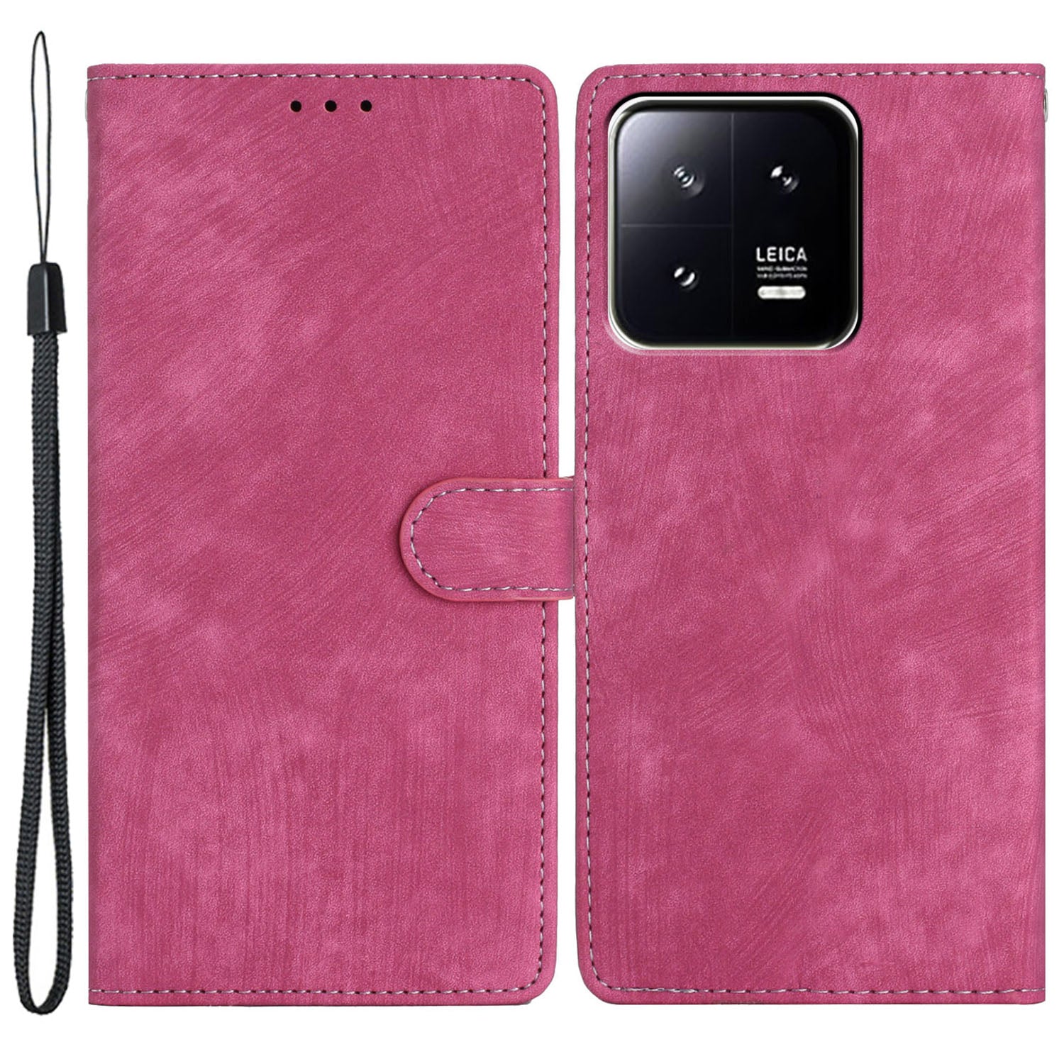 For Xiaomi 13 5G Solid Color Folio Flip PU Leather Wallet Cover Skin-touch Stand Phone Case