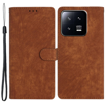 For Xiaomi 13 Pro 5G Solid Color Skin-touch PU Leather Wallet Cover Stand Folio Flip Phone Case
