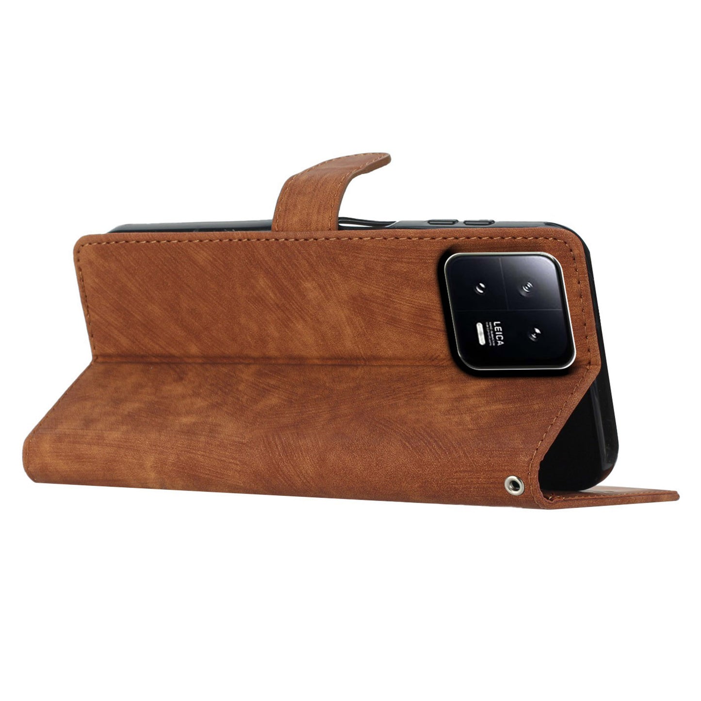 For Xiaomi 13 Pro 5G Solid Color Skin-touch PU Leather Wallet Cover Stand Folio Flip Phone Case