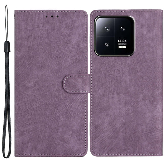 For Xiaomi 13 Pro 5G Solid Color Skin-touch PU Leather Wallet Cover Stand Folio Flip Phone Case