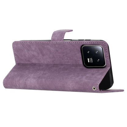 For Xiaomi 13 Pro 5G Solid Color Skin-touch PU Leather Wallet Cover Stand Folio Flip Phone Case