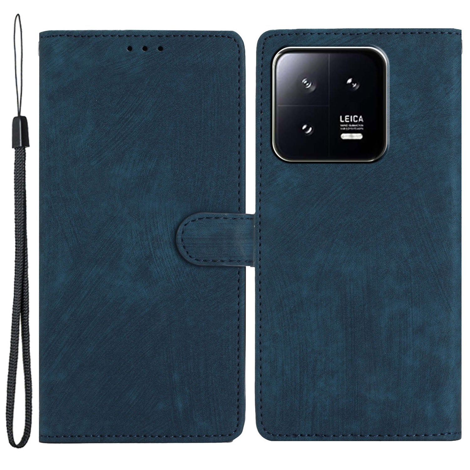 For Xiaomi 13 Pro 5G Solid Color Skin-touch PU Leather Wallet Cover Stand Folio Flip Phone Case