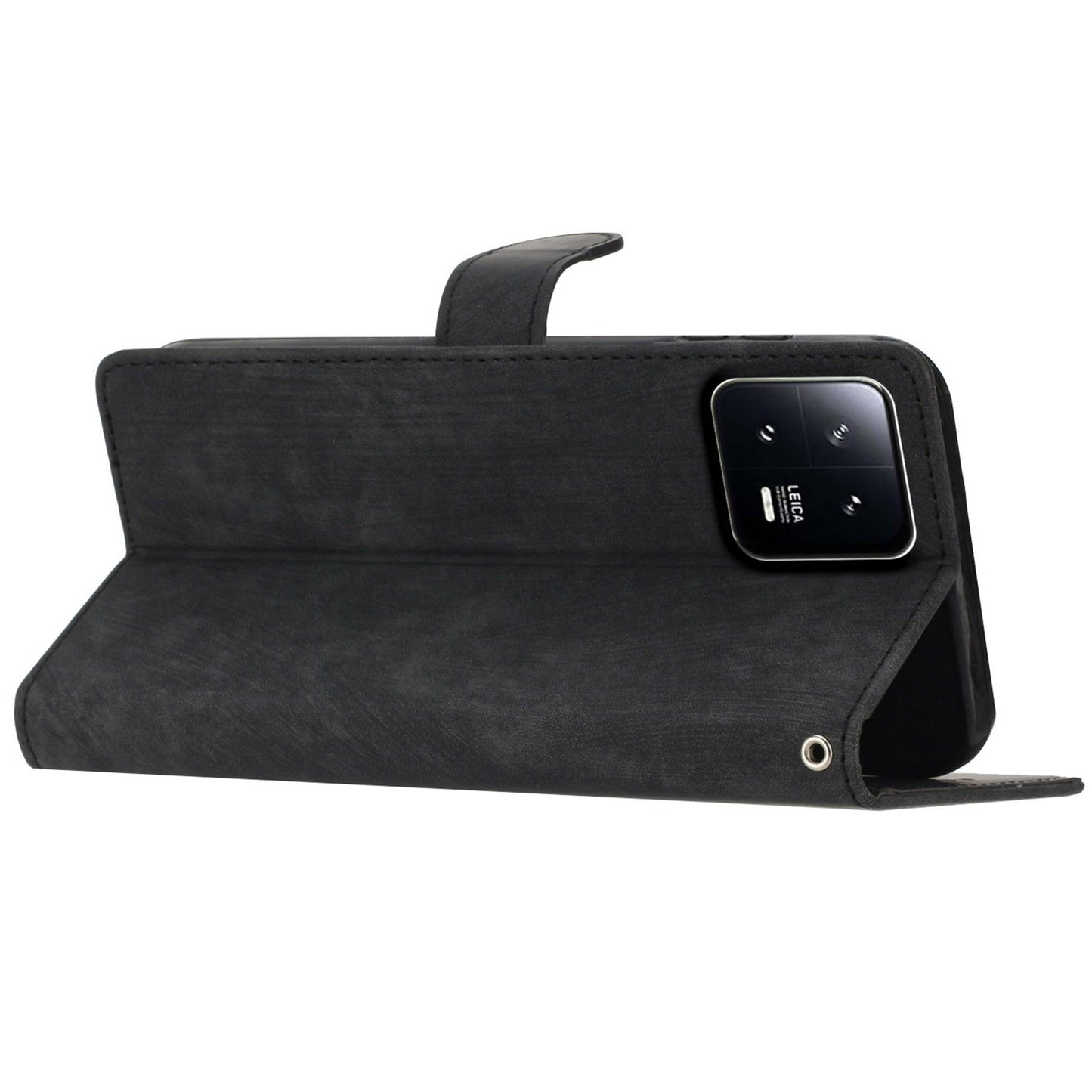 For Xiaomi 13 Pro 5G Solid Color Skin-touch PU Leather Wallet Cover Stand Folio Flip Phone Case