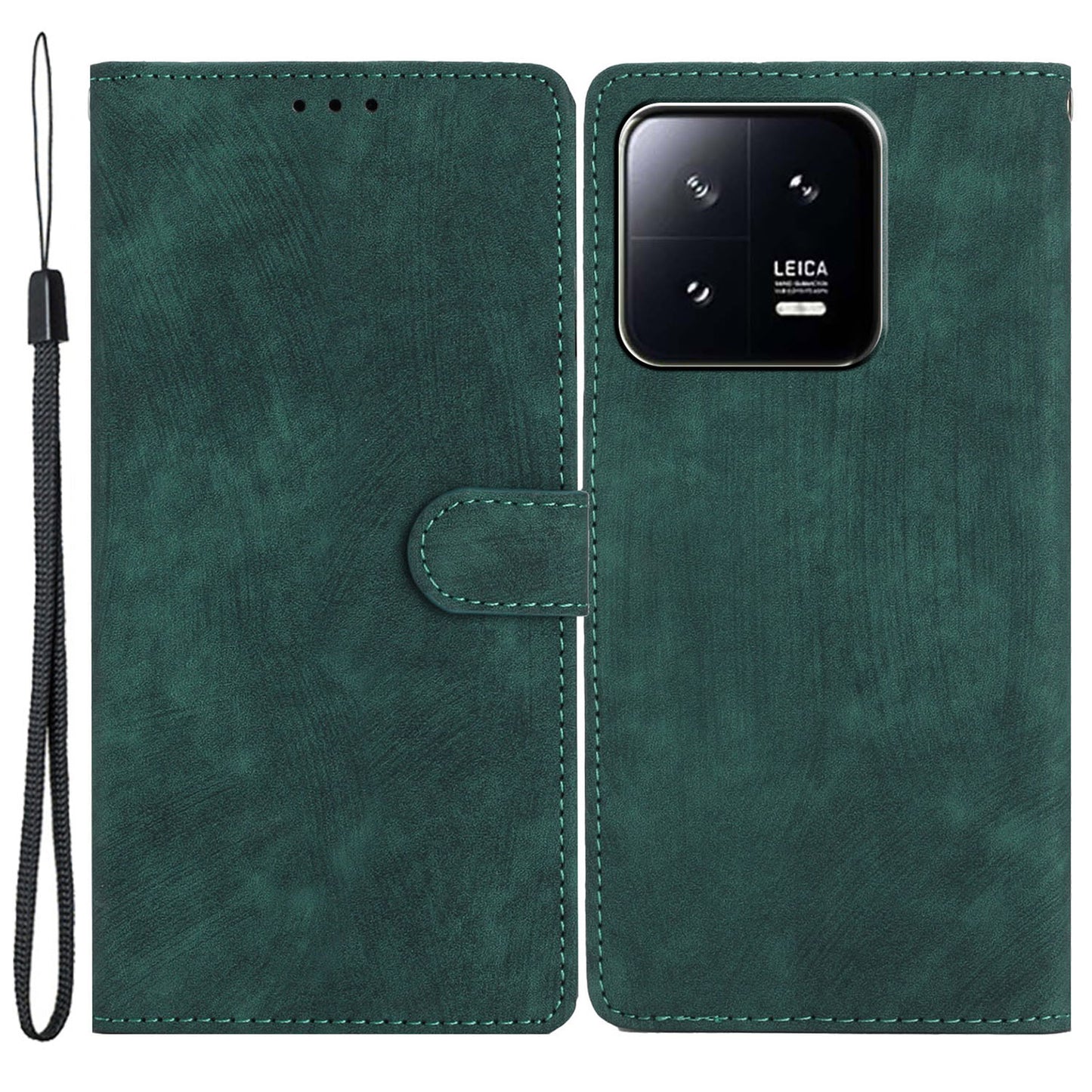 For Xiaomi 13 Pro 5G Solid Color Skin-touch PU Leather Wallet Cover Stand Folio Flip Phone Case