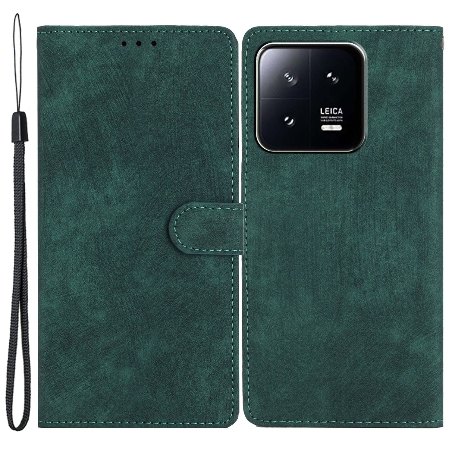 For Xiaomi 13 Pro 5G Solid Color Skin-touch PU Leather Wallet Cover Stand Folio Flip Phone Case