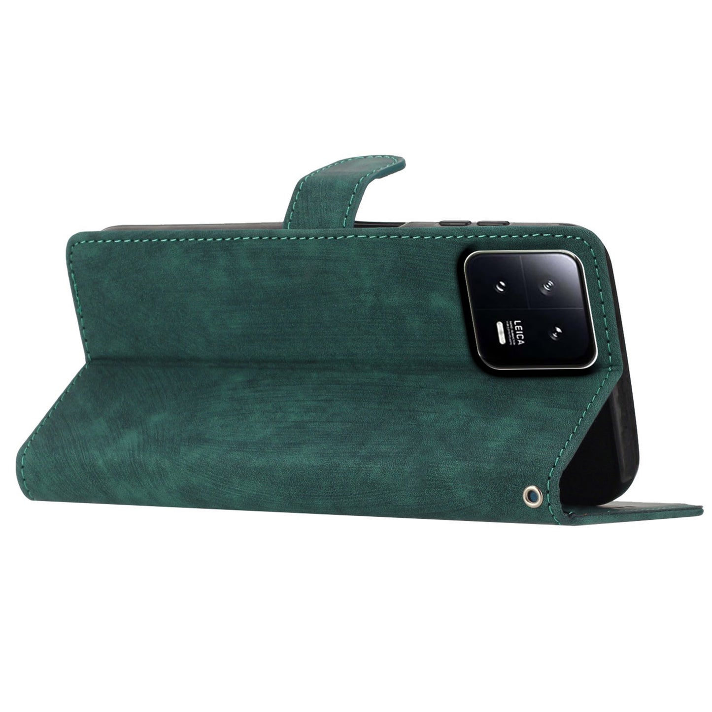 For Xiaomi 13 Pro 5G Solid Color Skin-touch PU Leather Wallet Cover Stand Folio Flip Phone Case