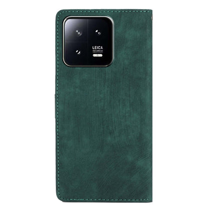 For Xiaomi 13 Pro 5G Solid Color Skin-touch PU Leather Wallet Cover Stand Folio Flip Phone Case