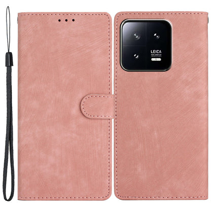 For Xiaomi 13 Pro 5G Solid Color Skin-touch PU Leather Wallet Cover Stand Folio Flip Phone Case