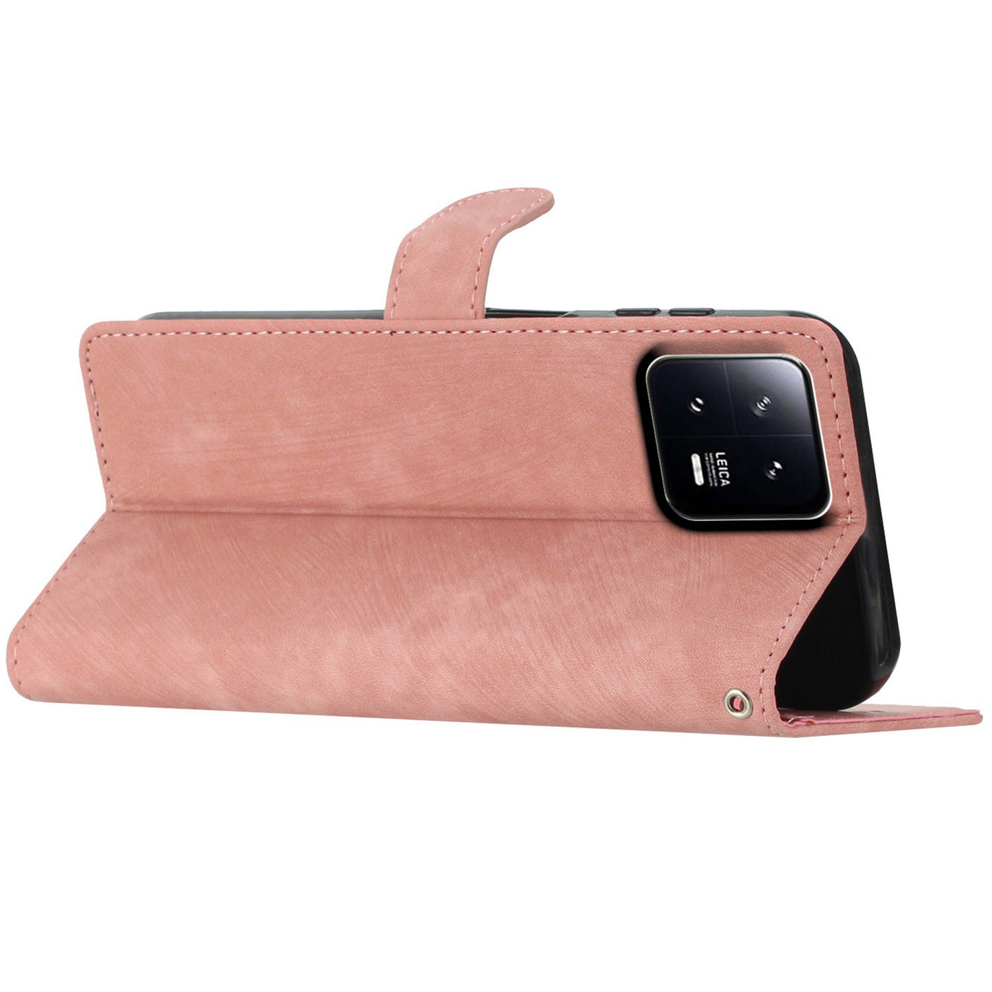 For Xiaomi 13 Pro 5G Solid Color Skin-touch PU Leather Wallet Cover Stand Folio Flip Phone Case