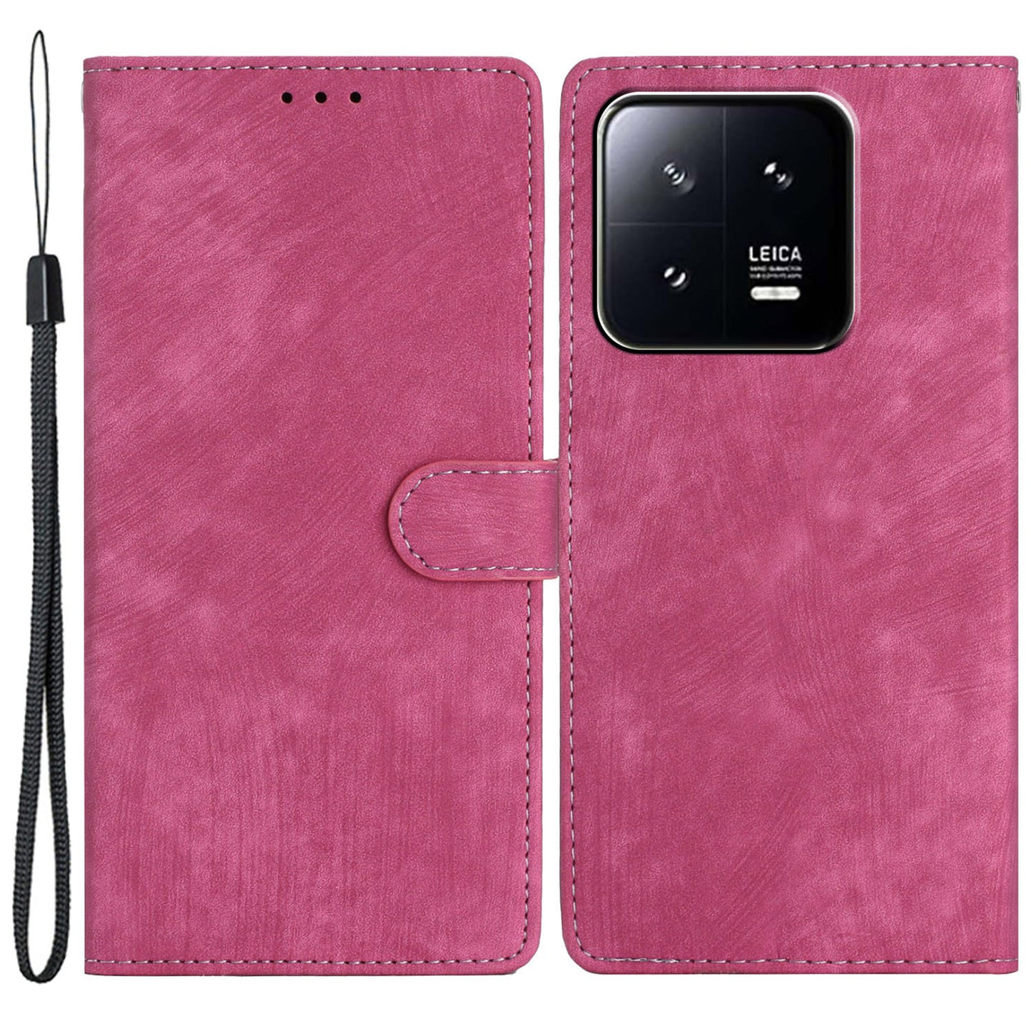 For Xiaomi 13 Pro 5G Solid Color Skin-touch PU Leather Wallet Cover Stand Folio Flip Phone Case