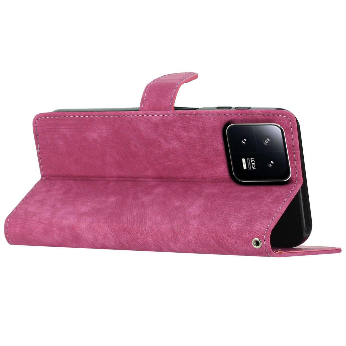 For Xiaomi 13 Pro 5G Solid Color Skin-touch PU Leather Wallet Cover Stand Folio Flip Phone Case