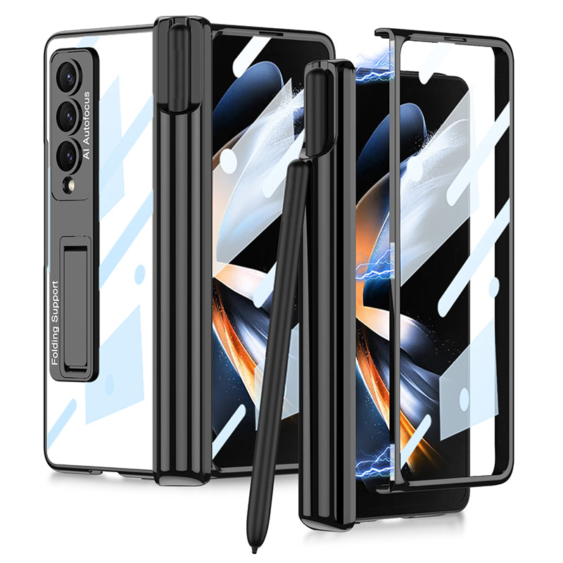 GKK Shockproof Kickstand Case for Samsung Galaxy Z Fold4 5G Hard PC Phone Case with HD Screen Protector