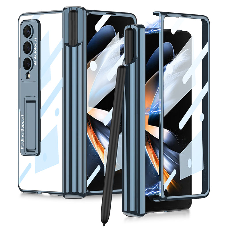 GKK Shockproof Kickstand Case for Samsung Galaxy Z Fold4 5G Hard PC Phone Case with HD Screen Protector