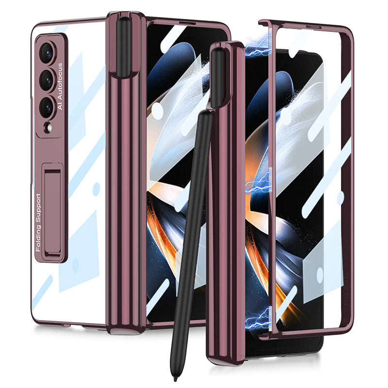 GKK Shockproof Kickstand Case for Samsung Galaxy Z Fold4 5G Hard PC Phone Case with HD Screen Protector