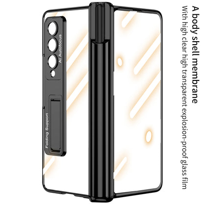 GKK Shockproof Kickstand Case for Samsung Galaxy Z Fold4 5G Hard PC Phone Case with HD Screen Protector