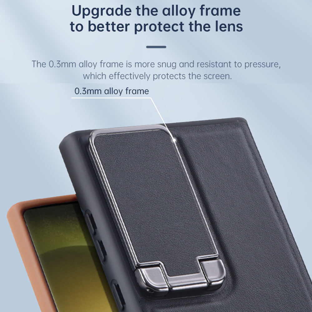 TPU PU Leather Case for Samsung Galaxy S23 Ultra 5G Anti-Drop Protective Cell Phone Shell with Lens Cover Kickstand