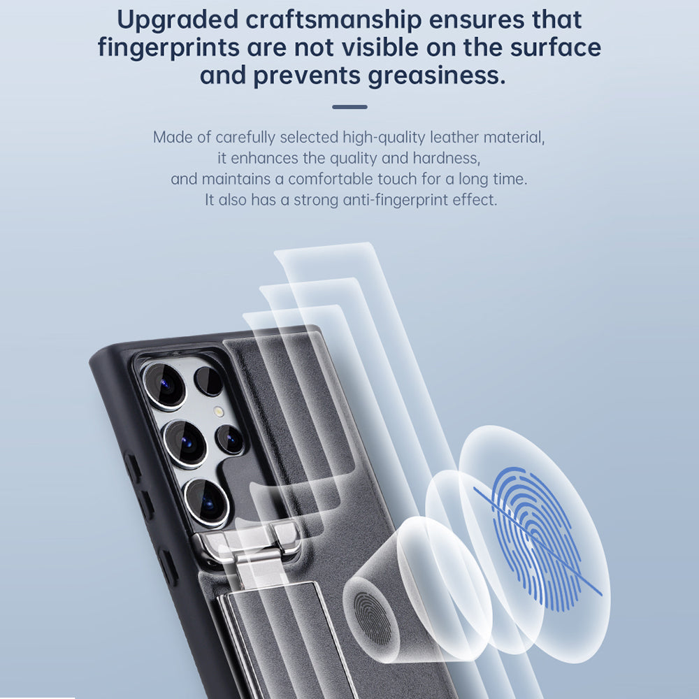 TPU PU Leather Case for Samsung Galaxy S23 Ultra 5G Anti-Drop Protective Cell Phone Shell with Lens Cover Kickstand