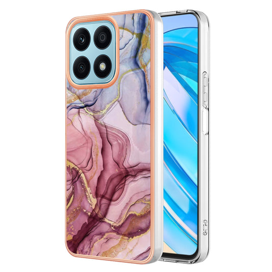 YB IMD Series-16 Style E For Honor X8a 4G IMD Marble Pattern Phone Case Electroplating 2.0mm Phone TPU Cover