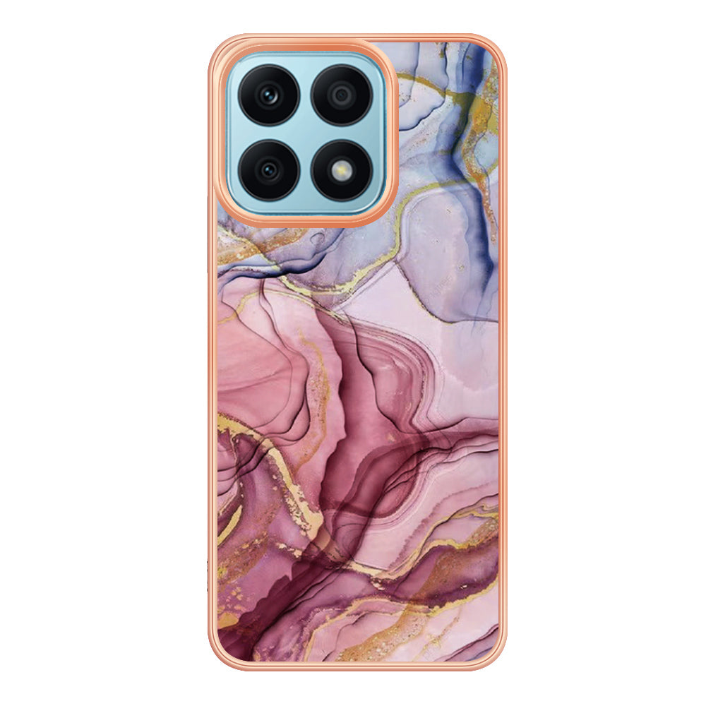 YB IMD Series-16 Style E For Honor X8a 4G IMD Marble Pattern Phone Case Electroplating 2.0mm Phone TPU Cover