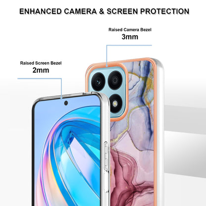 YB IMD Series-16 Style E For Honor X8a 4G IMD Marble Pattern Phone Case Electroplating 2.0mm Phone TPU Cover