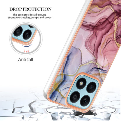 YB IMD Series-16 Style E For Honor X8a 4G IMD Marble Pattern Phone Case Electroplating 2.0mm Phone TPU Cover