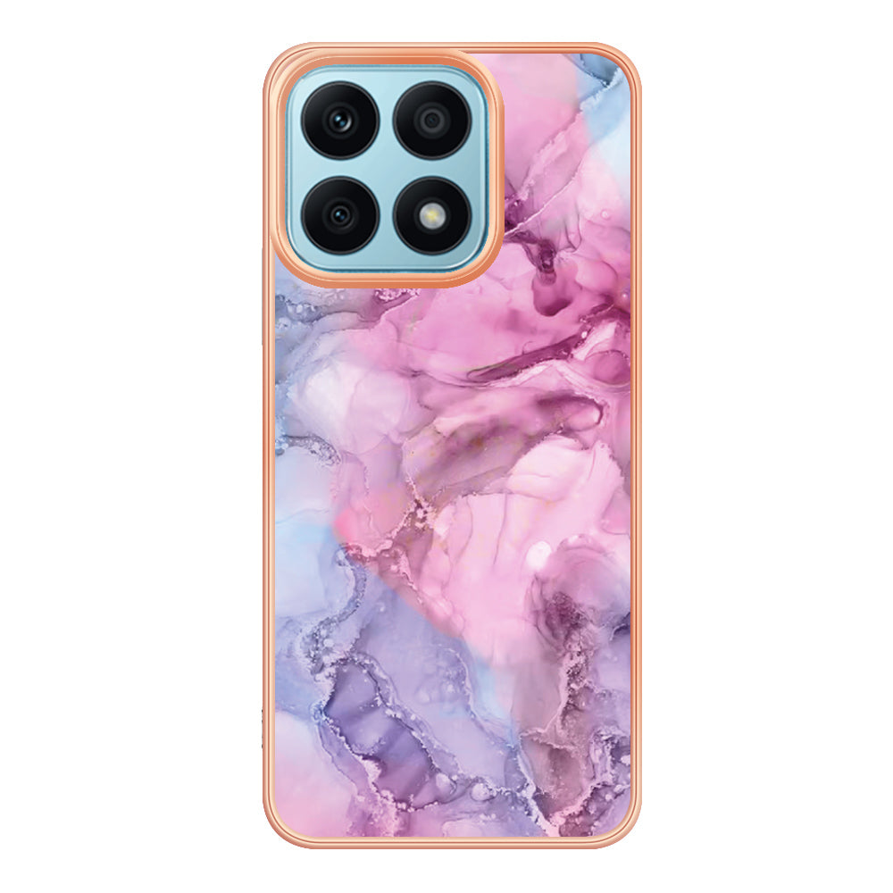 YB IMD Series-16 Style E For Honor X8a 4G IMD Marble Pattern Phone Case Electroplating 2.0mm Phone TPU Cover