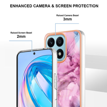 YB IMD Series-16 Style E For Honor X8a 4G IMD Marble Pattern Phone Case Electroplating 2.0mm Phone TPU Cover