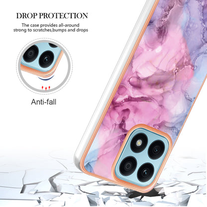 YB IMD Series-16 Style E For Honor X8a 4G IMD Marble Pattern Phone Case Electroplating 2.0mm Phone TPU Cover