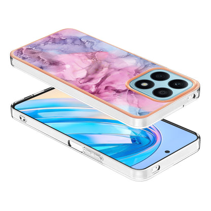 YB IMD Series-16 Style E For Honor X8a 4G IMD Marble Pattern Phone Case Electroplating 2.0mm Phone TPU Cover