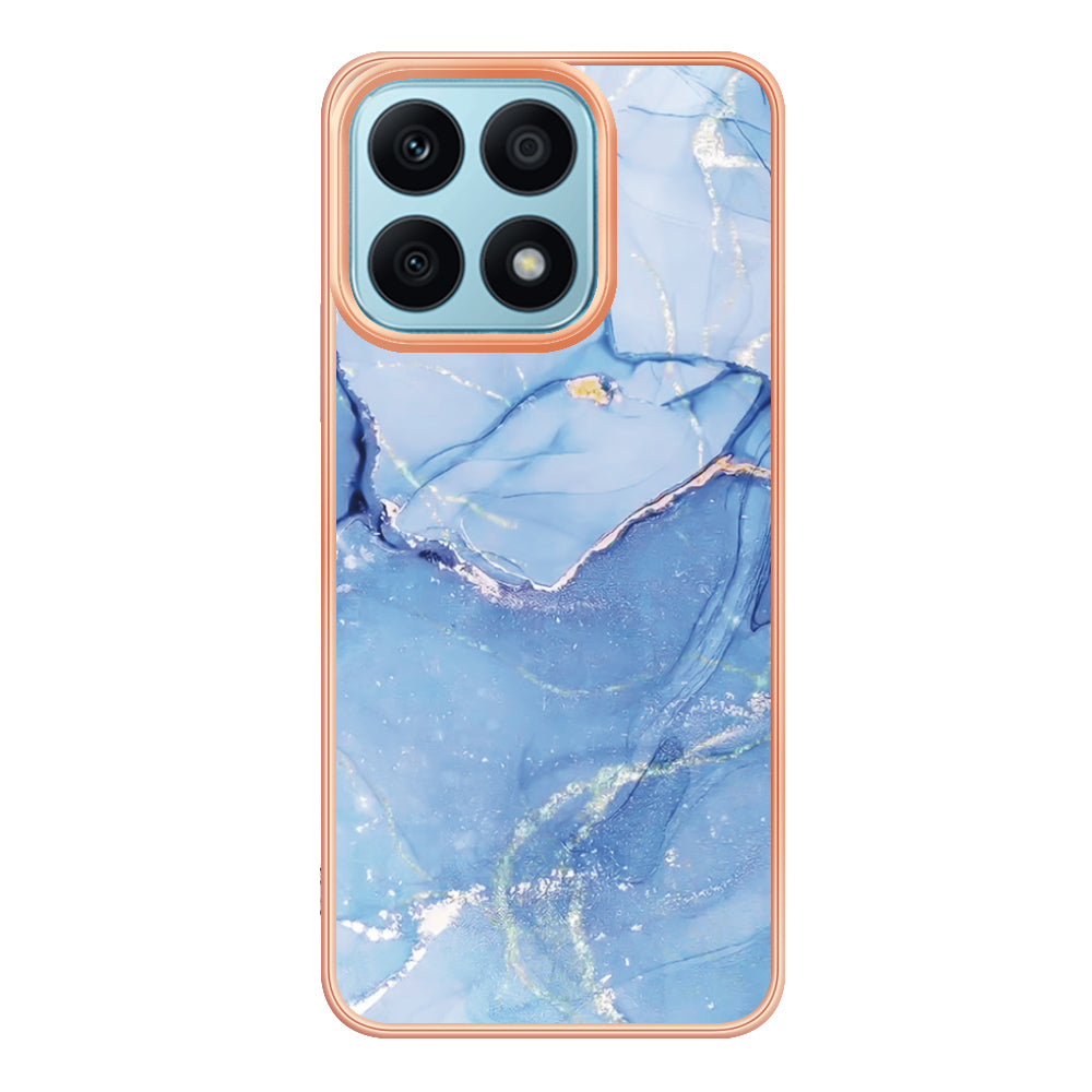 YB IMD Series-16 Style E For Honor X8a 4G IMD Marble Pattern Phone Case Electroplating 2.0mm Phone TPU Cover
