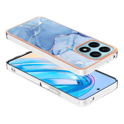 YB IMD Series-16 Style E For Honor X8a 4G IMD Marble Pattern Phone Case Electroplating 2.0mm Phone TPU Cover