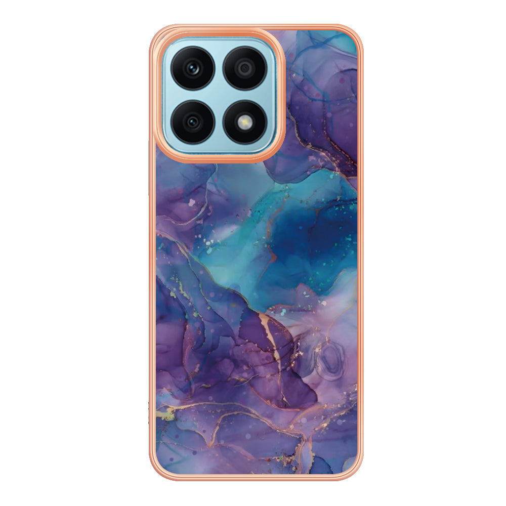 YB IMD Series-16 Style E For Honor X8a 4G IMD Marble Pattern Phone Case Electroplating 2.0mm Phone TPU Cover