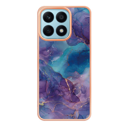 YB IMD Series-16 Style E For Honor X8a 4G IMD Marble Pattern Phone Case Electroplating 2.0mm Phone TPU Cover