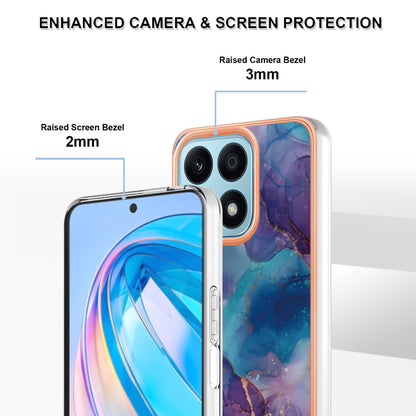 YB IMD Series-16 Style E For Honor X8a 4G IMD Marble Pattern Phone Case Electroplating 2.0mm Phone TPU Cover