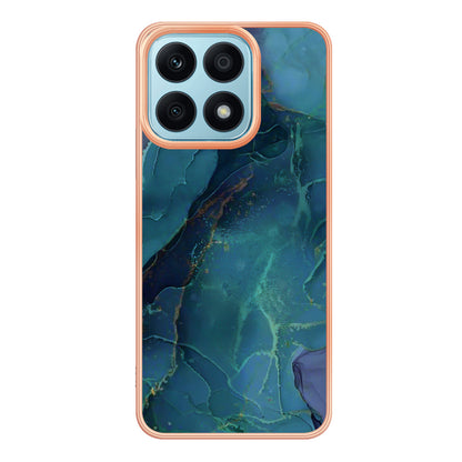 YB IMD Series-16 Style E For Honor X8a 4G IMD Marble Pattern Phone Case Electroplating 2.0mm Phone TPU Cover
