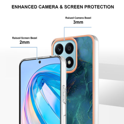 YB IMD Series-16 Style E For Honor X8a 4G IMD Marble Pattern Phone Case Electroplating 2.0mm Phone TPU Cover