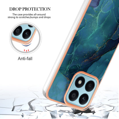 YB IMD Series-16 Style E For Honor X8a 4G IMD Marble Pattern Phone Case Electroplating 2.0mm Phone TPU Cover