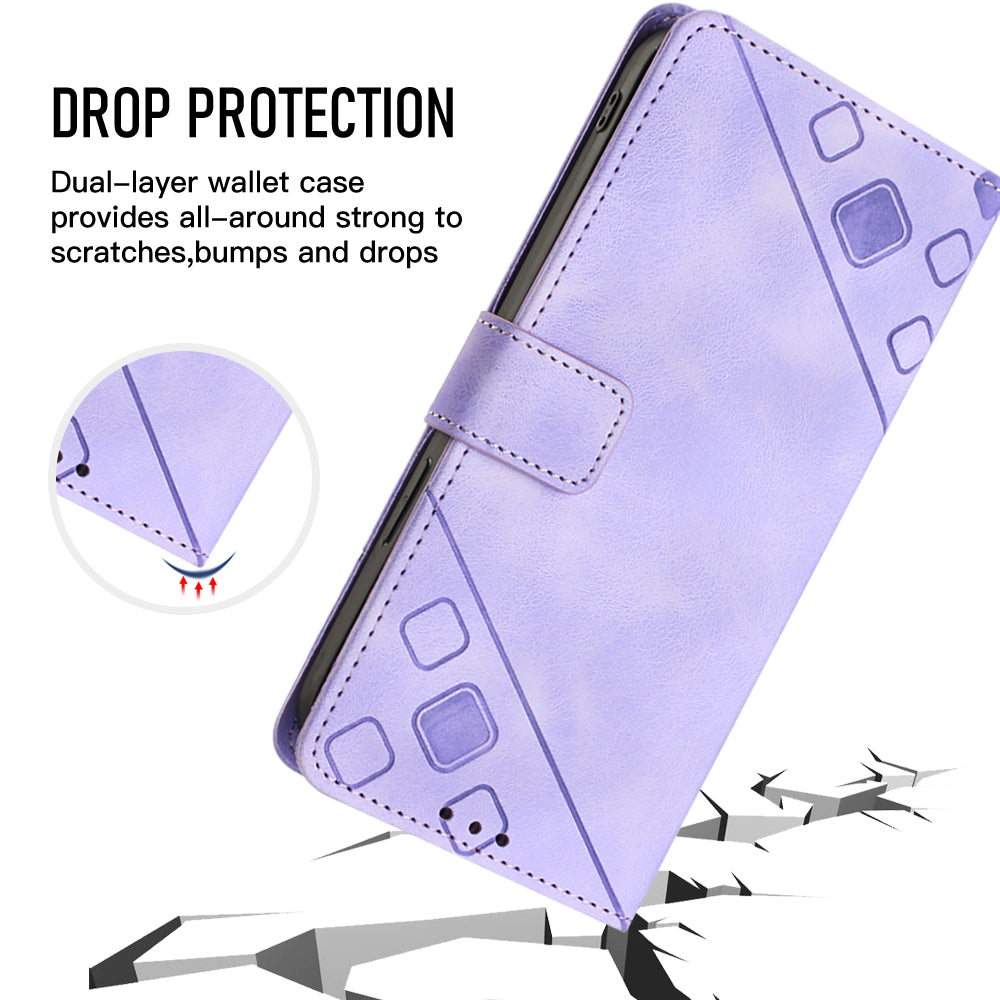 PT005 YB Imprinting Series-6 for Nokia C02 Anti-Dust Phone Cover Leather Wallet Stand Skin-Touch Phone Case