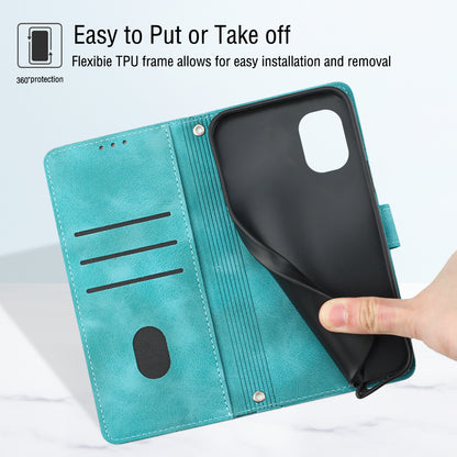 PT005 YB Imprinting Series-6 for Nokia C02 Anti-Dust Phone Cover Leather Wallet Stand Skin-Touch Phone Case