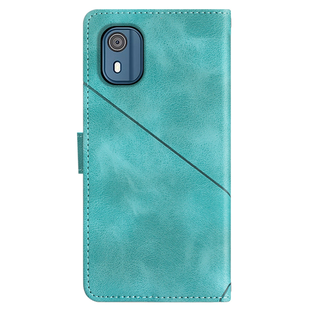 PT005 YB Imprinting Series-6 for Nokia C02 Anti-Dust Phone Cover Leather Wallet Stand Skin-Touch Phone Case