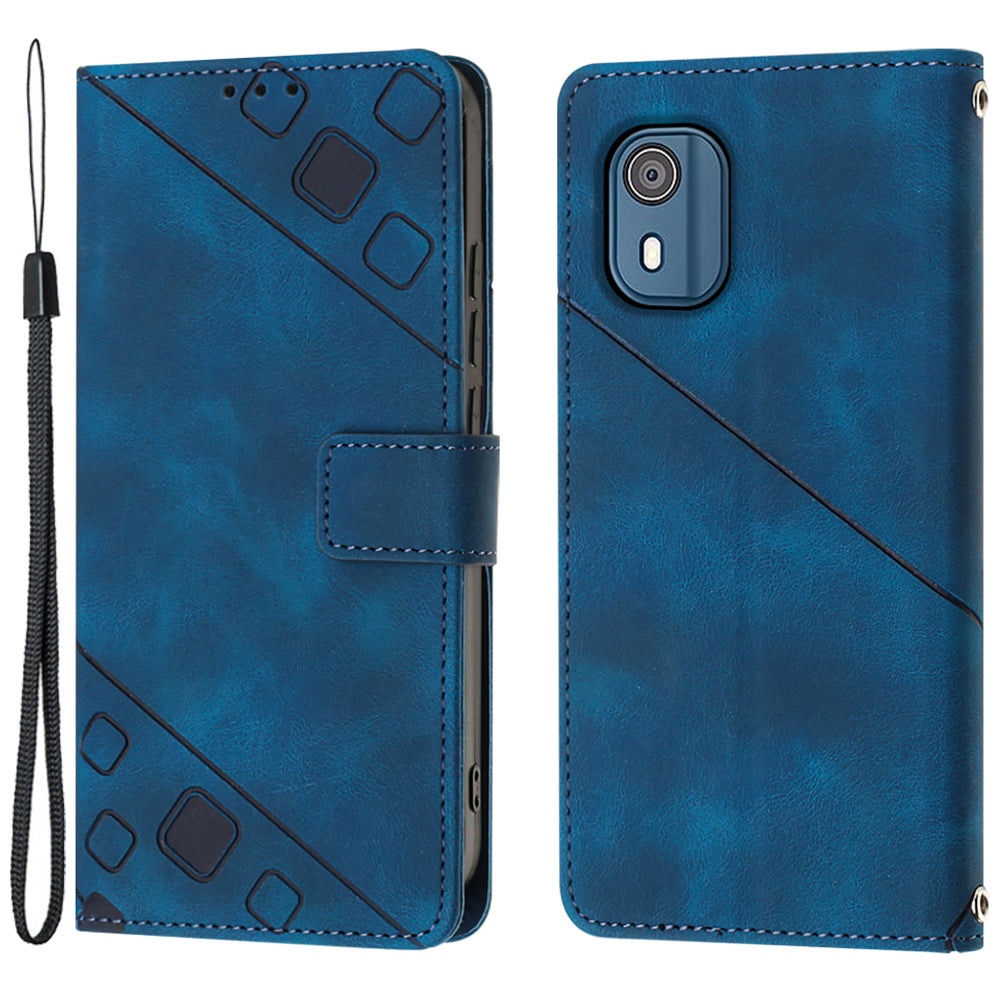 PT005 YB Imprinting Series-6 for Nokia C02 Anti-Dust Phone Cover Leather Wallet Stand Skin-Touch Phone Case