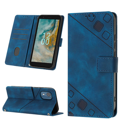PT005 YB Imprinting Series-6 for Nokia C02 Anti-Dust Phone Cover Leather Wallet Stand Skin-Touch Phone Case