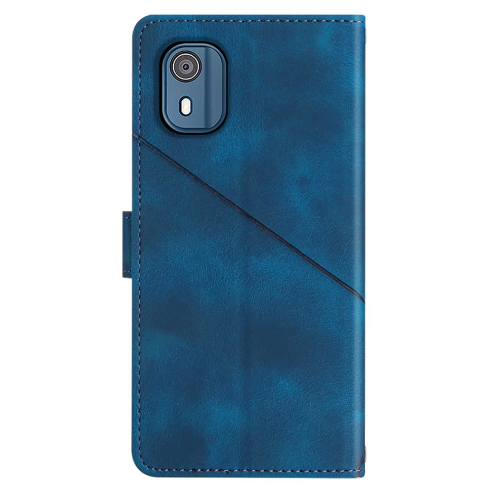 PT005 YB Imprinting Series-6 for Nokia C02 Anti-Dust Phone Cover Leather Wallet Stand Skin-Touch Phone Case