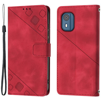PT005 YB Imprinting Series-6 for Nokia C02 Anti-Dust Phone Cover Leather Wallet Stand Skin-Touch Phone Case