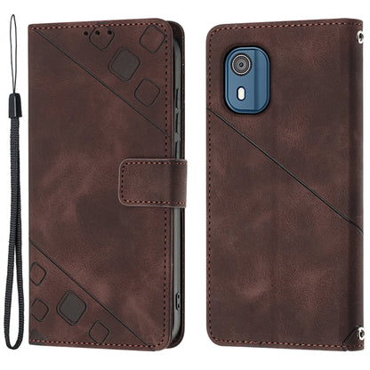 PT005 YB Imprinting Series-6 for Nokia C02 Anti-Dust Phone Cover Leather Wallet Stand Skin-Touch Phone Case