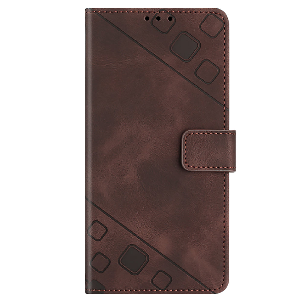 PT005 YB Imprinting Series-6 for Nokia C02 Anti-Dust Phone Cover Leather Wallet Stand Skin-Touch Phone Case