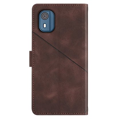 PT005 YB Imprinting Series-6 for Nokia C02 Anti-Dust Phone Cover Leather Wallet Stand Skin-Touch Phone Case